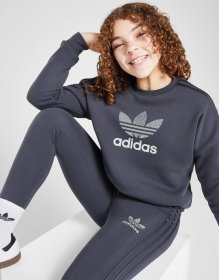 adidas Originals Girls' Glitter Trefoil Crew Sweatshirt Kinder