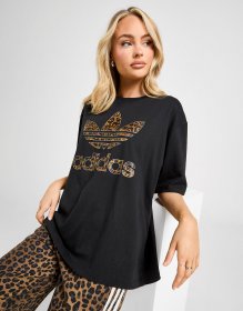 adidas Originals Leopard Print Trefoil Boyfriend T-Shirt