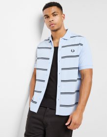 Fred Perry Horizonal Stripe Button Pique Polo Shirt