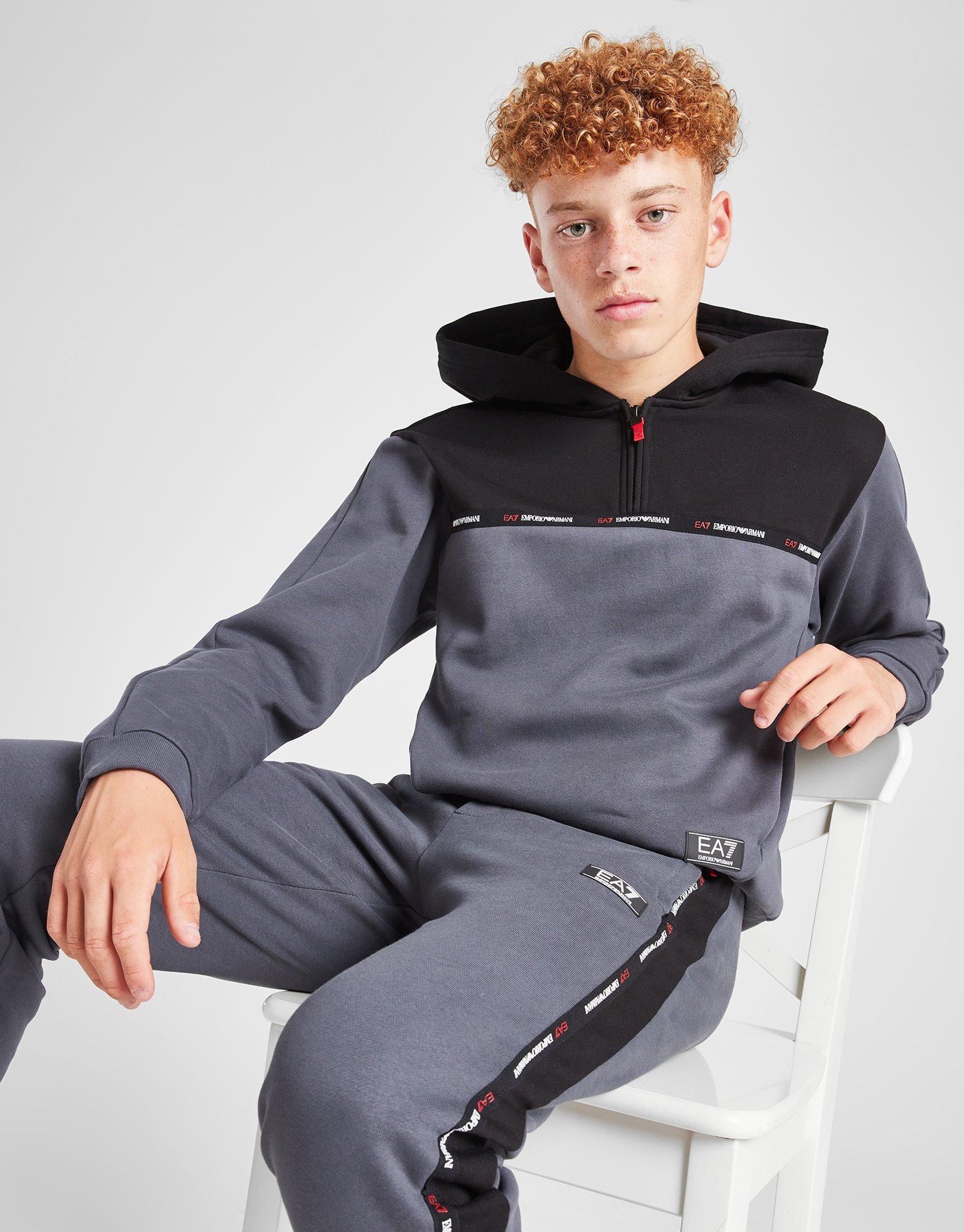 EA7 Emporio Armani Tape Hoodie mit Viertelreißverschluss Kinder
