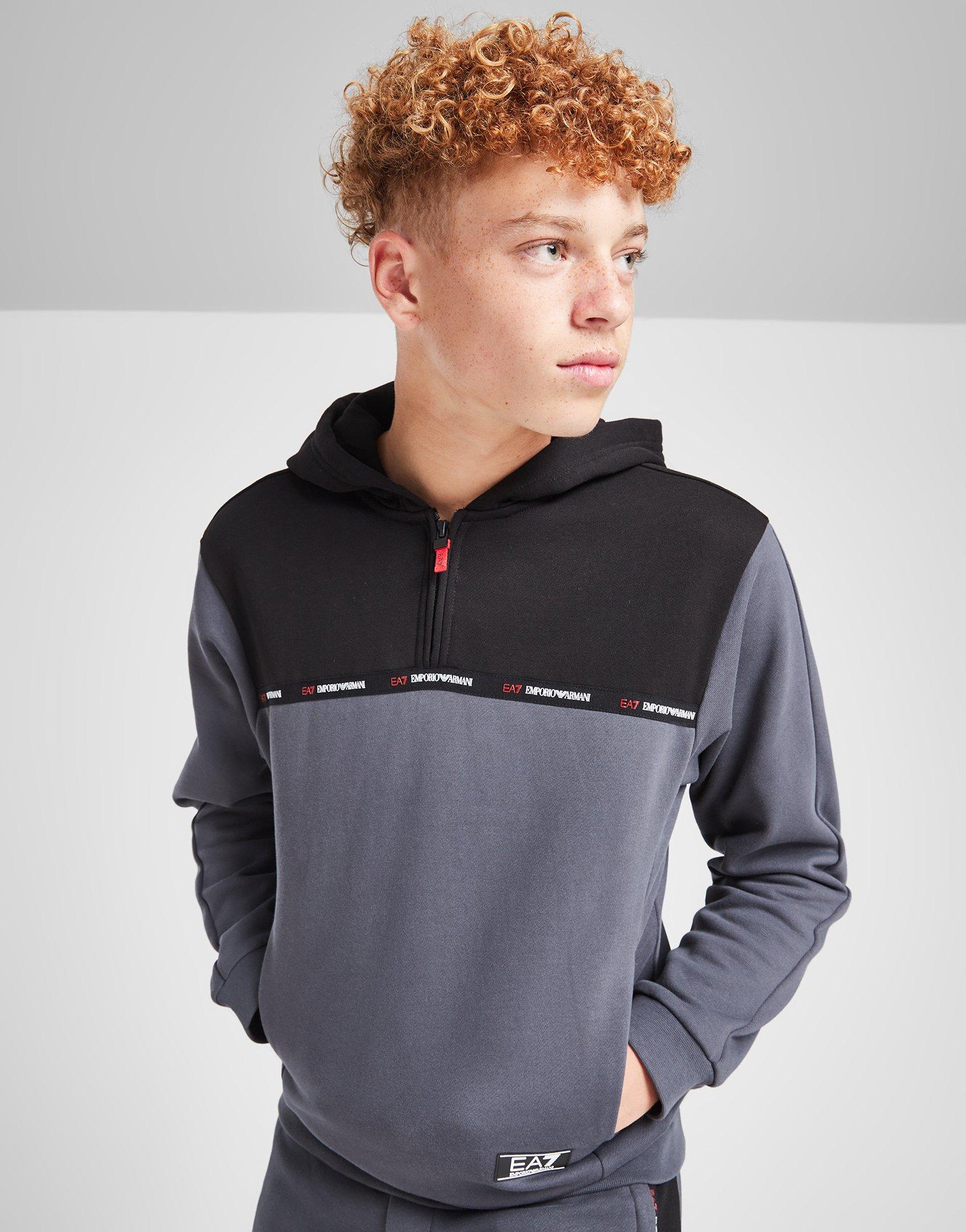 EA7 Emporio Armani Tape Hoodie mit Viertelreißverschluss Kinder