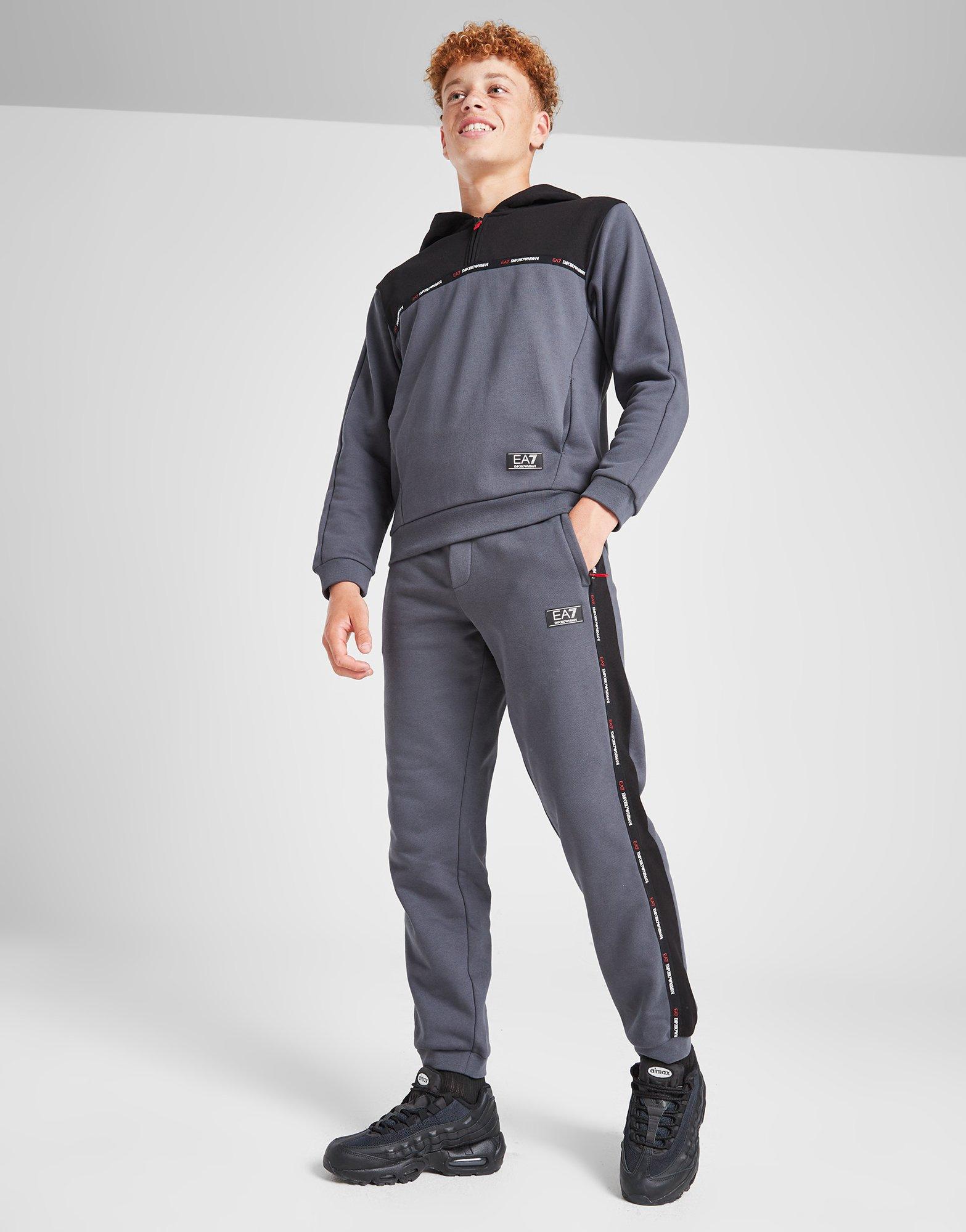 EA7 Emporio Armani Tape Hoodie mit Viertelreißverschluss Kinder