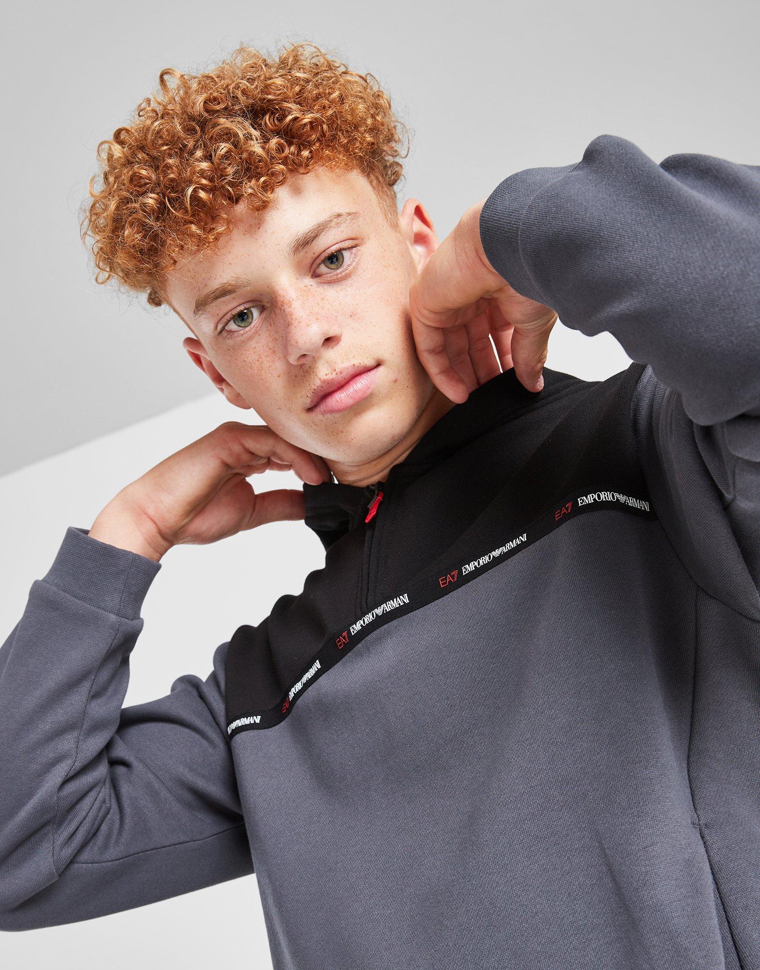 EA7 Emporio Armani Tape Hoodie mit Viertelreißverschluss Kinder