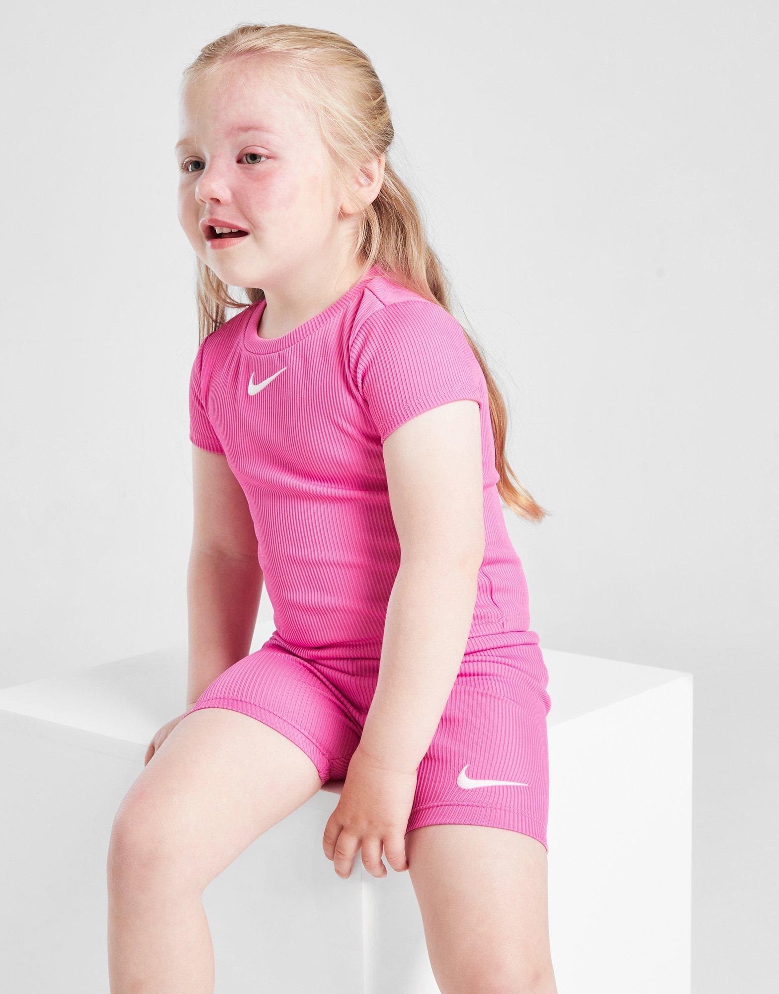 Nike Girls\' Ribbed Crew T-Shirt/Shorts Set Infant
