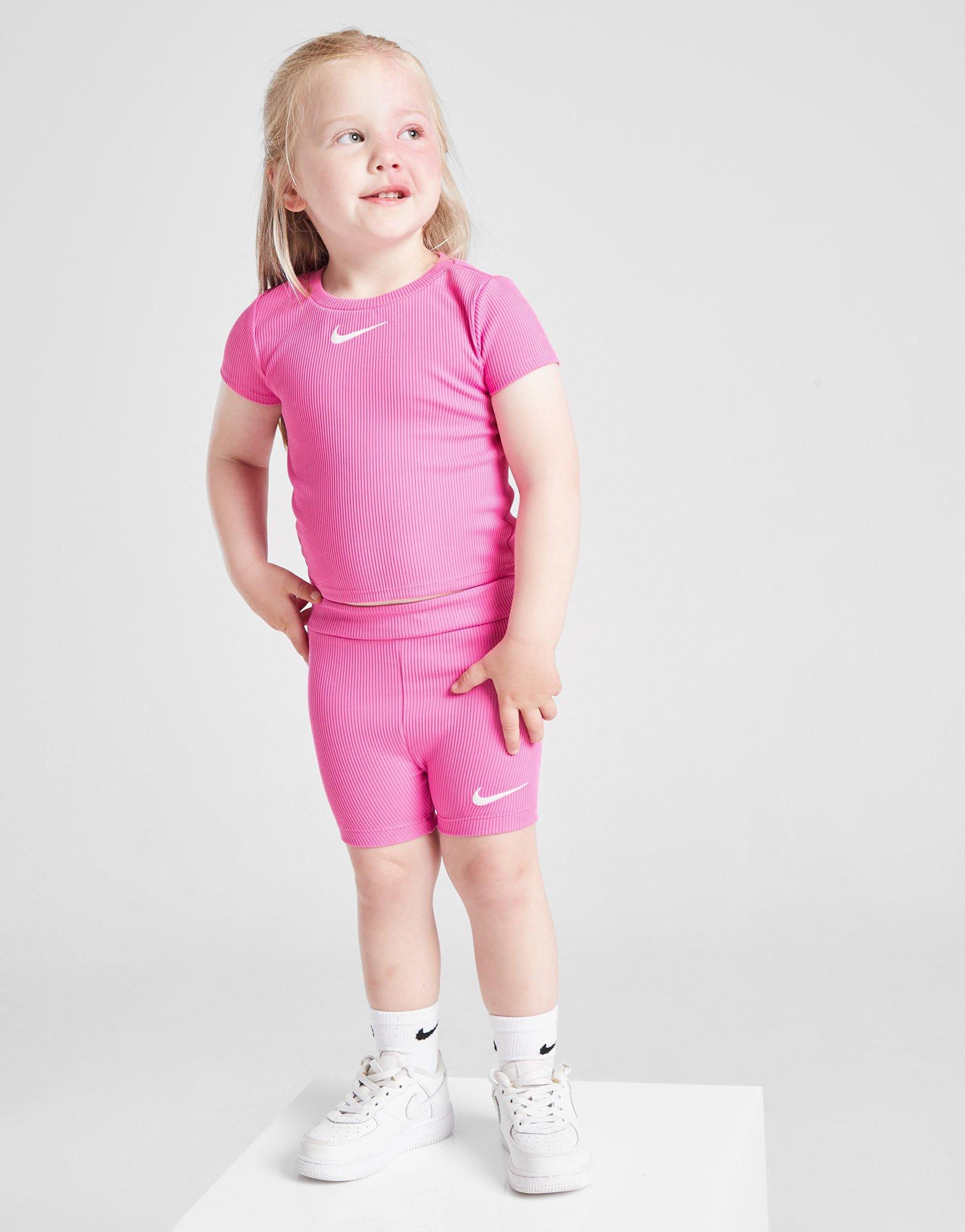 Nike Girls\' Ribbed Crew T-Shirt/Shorts Set Infant