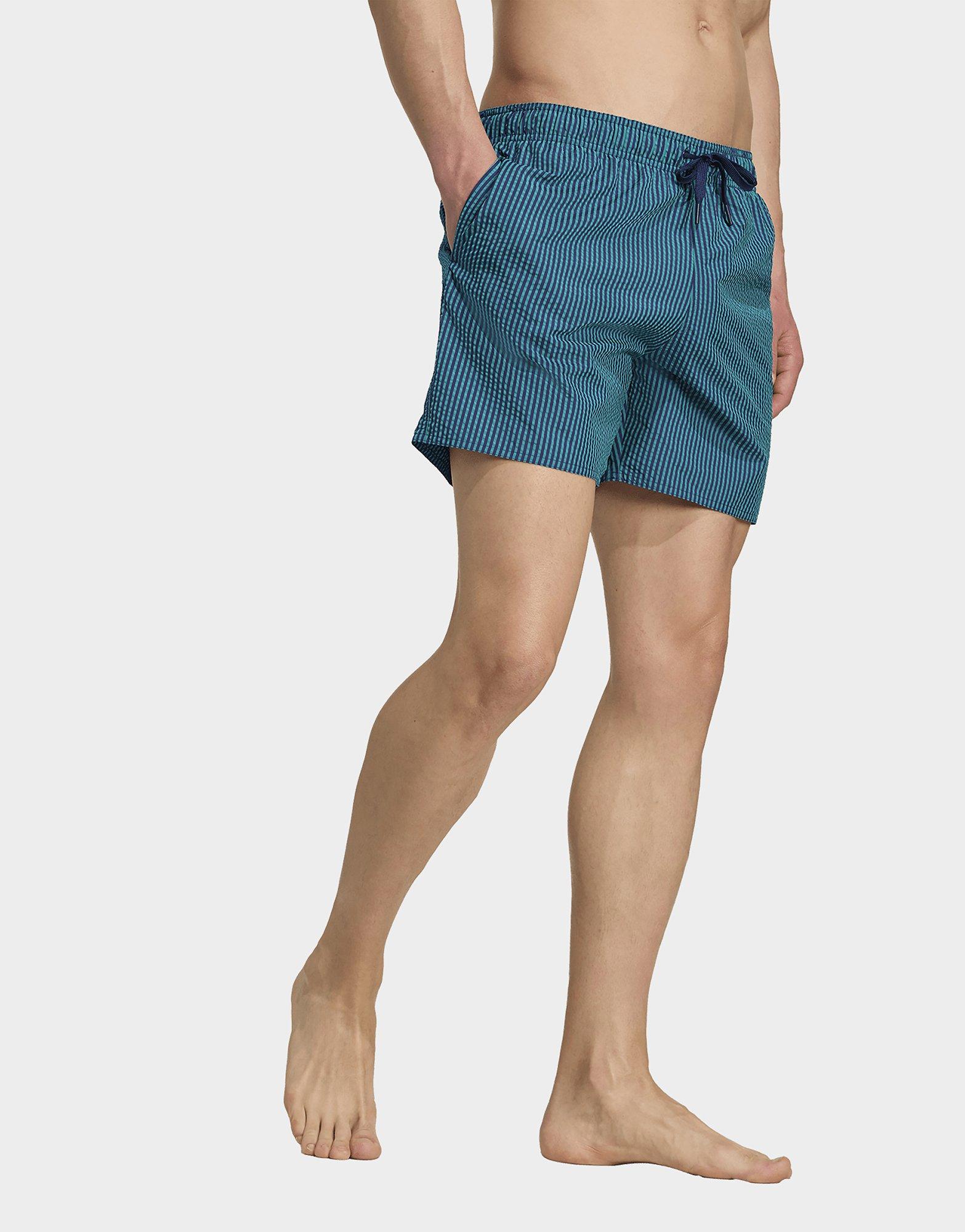 adidas Seersucker Gestreifte Badeshorts 5 Zoll
