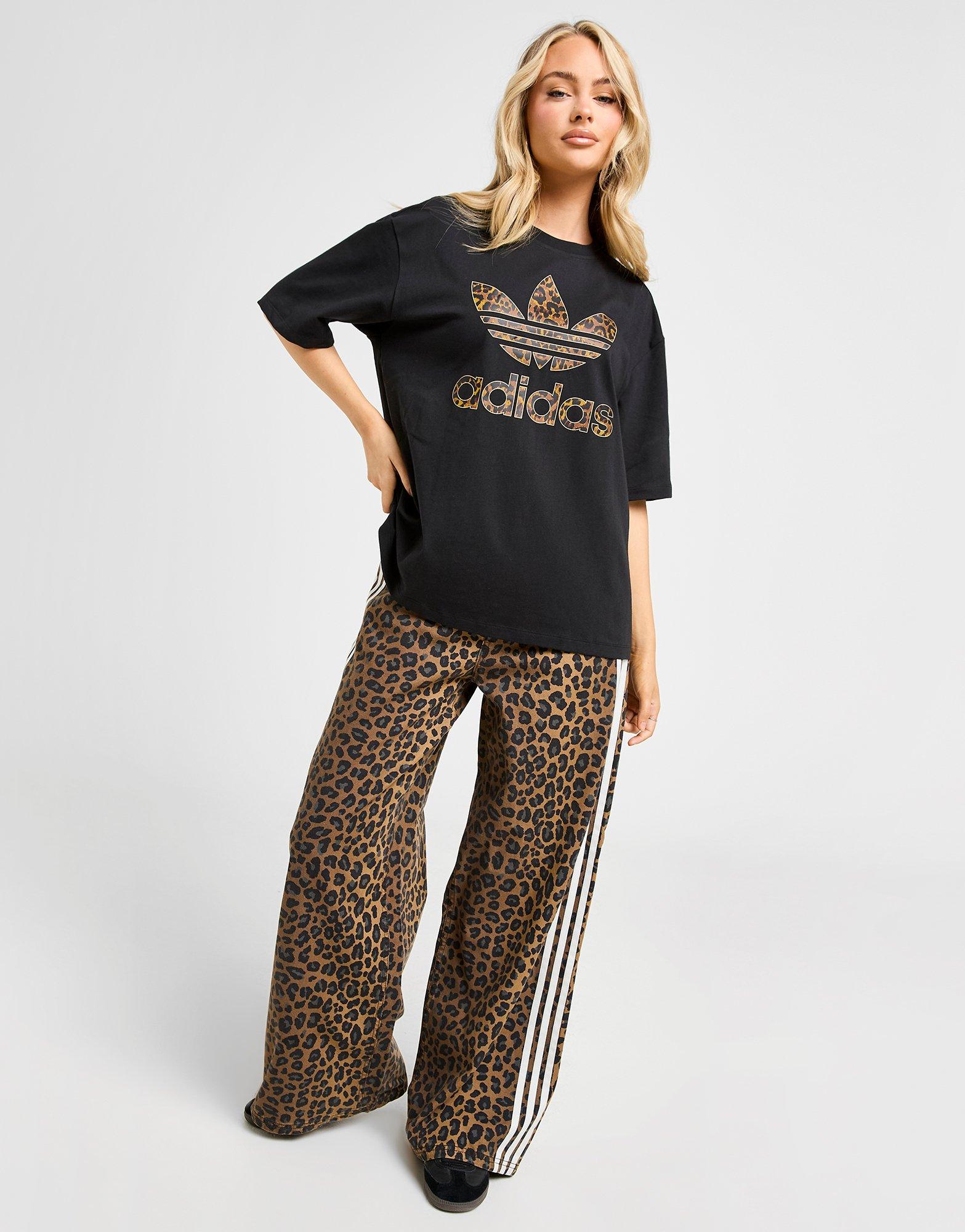 adidas Originals Leopard Print Trefoil Boyfriend T-Shirt